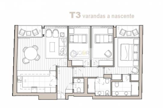 Apartamento T3 novo em Matosinhos sul
