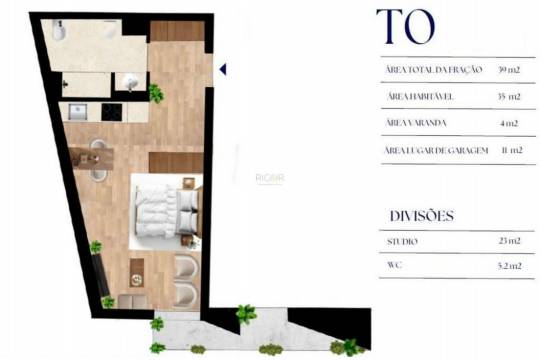 Apartamento T0 com varanda e garagem ao Pólo Universitário