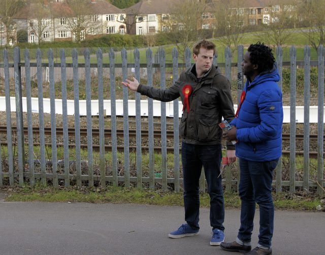 Tom and David in front of the site of Ashley Hill station