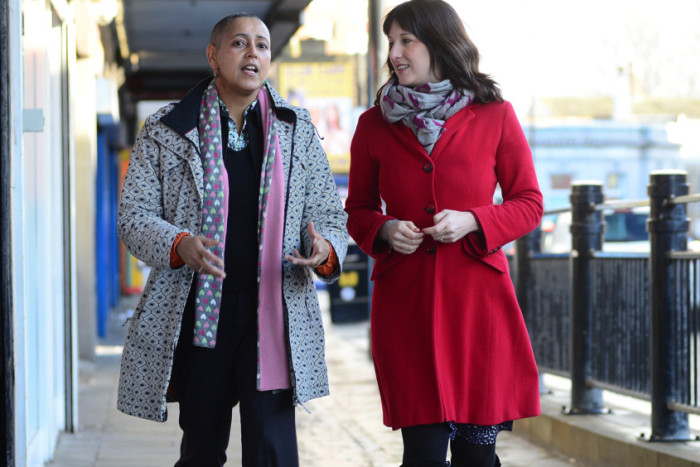 8 Jan 2016.....MP Rachel Reeves and Cllr Alison Lowe on Armley Town Street discuss how tackle street drinking issues amid claims it has become a booze fuelled 'no go zone' for locals. Picture Scott Merrylees