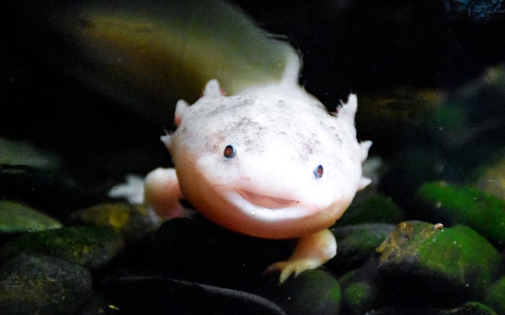 An axolotl swimming in water - human regeneration.
