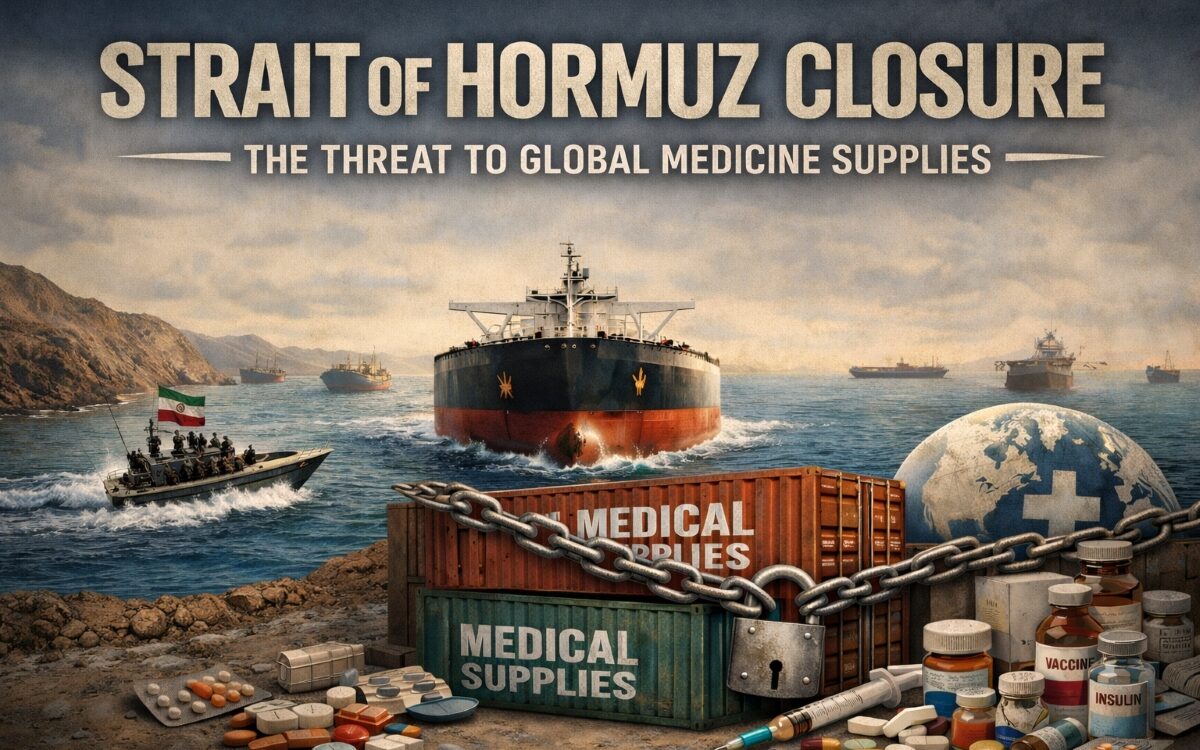 Strait of Hormuz life sciences impact on global pharmaceutical supply chains.
