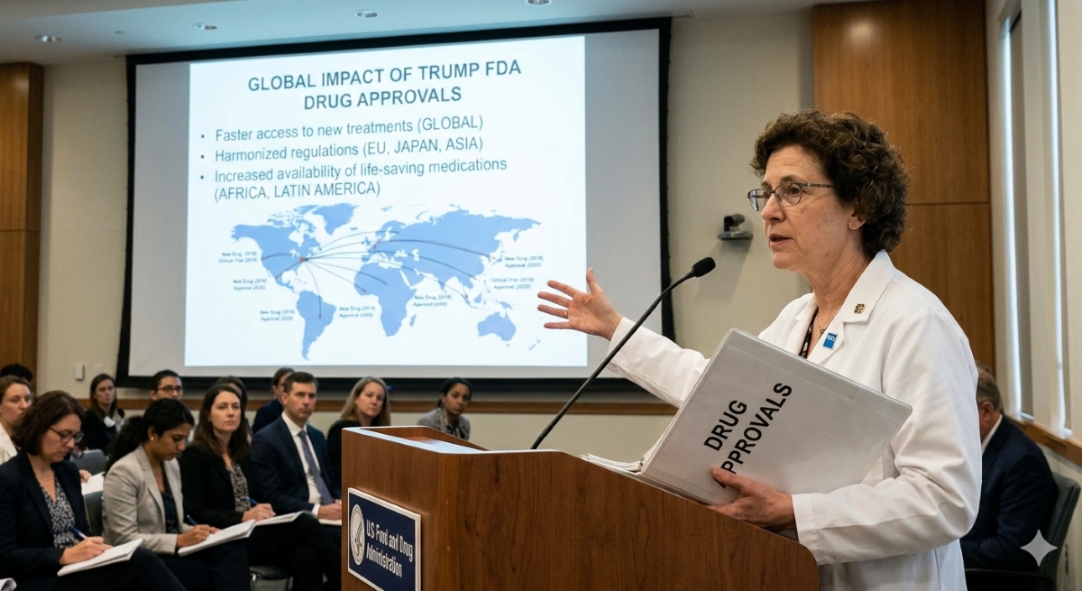 speaker talking about FDA drug approvals