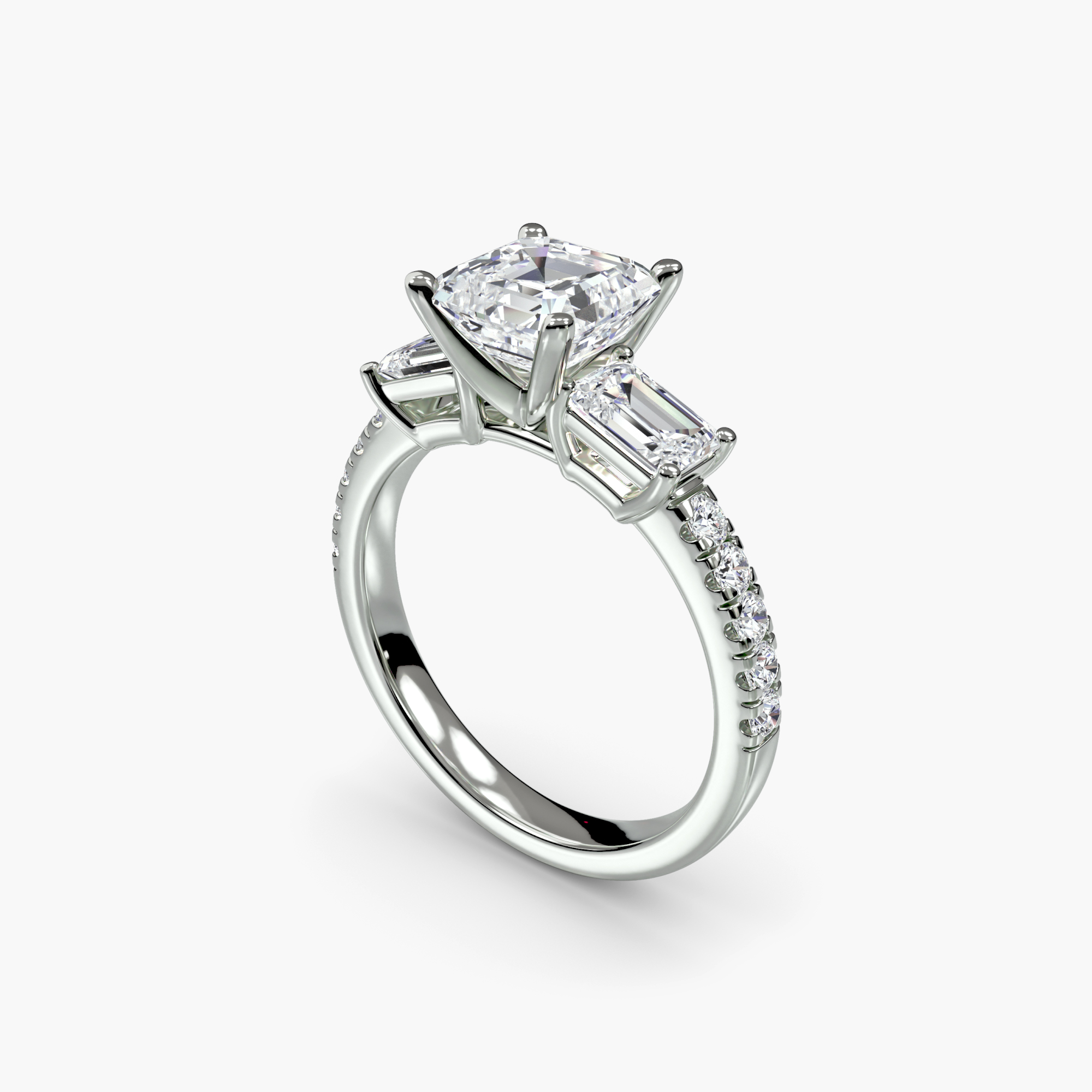 Three-Stone Ring with Pavé Band 4 — görsel 4