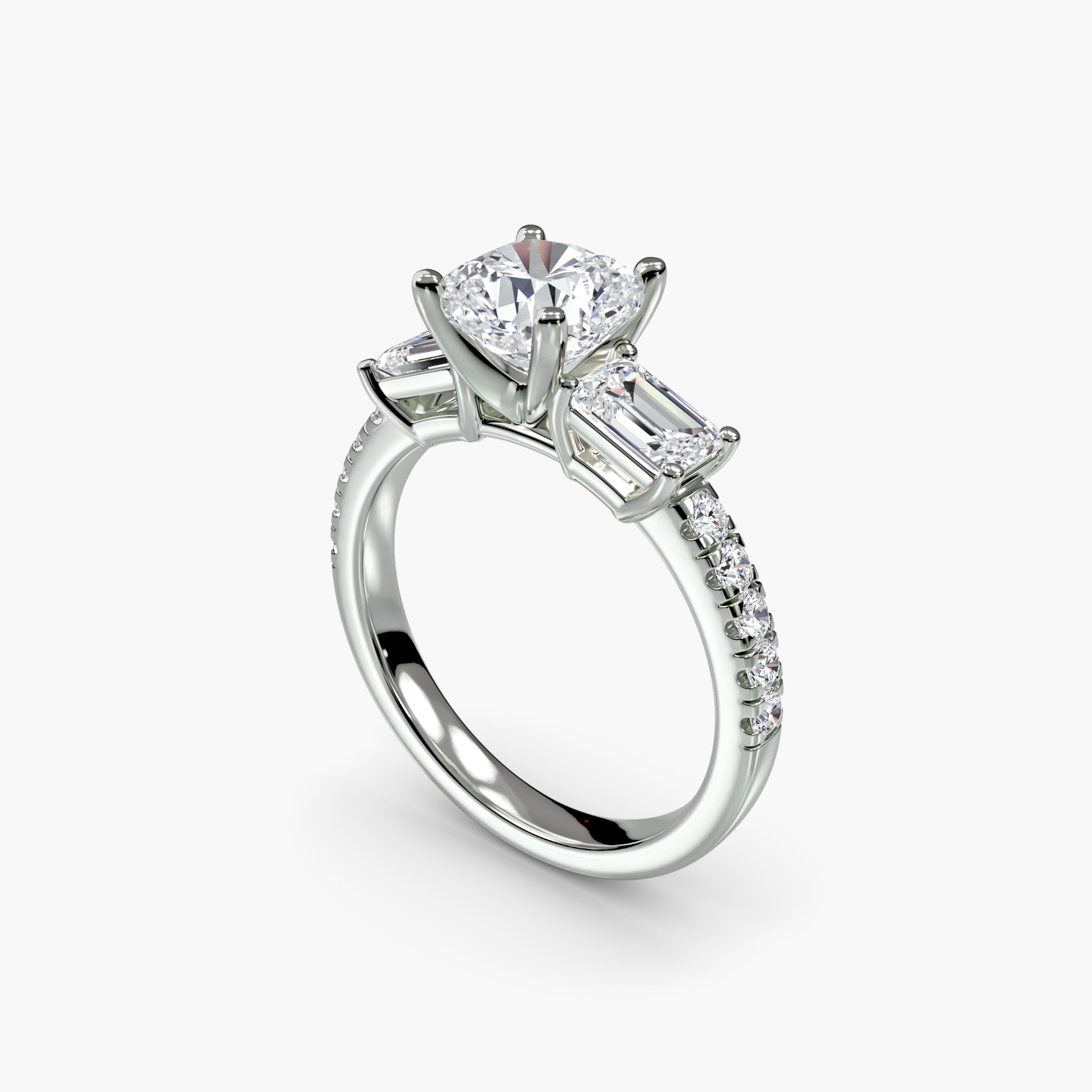 Three-Stone Ring with Pavé Band 4 — görsel 4