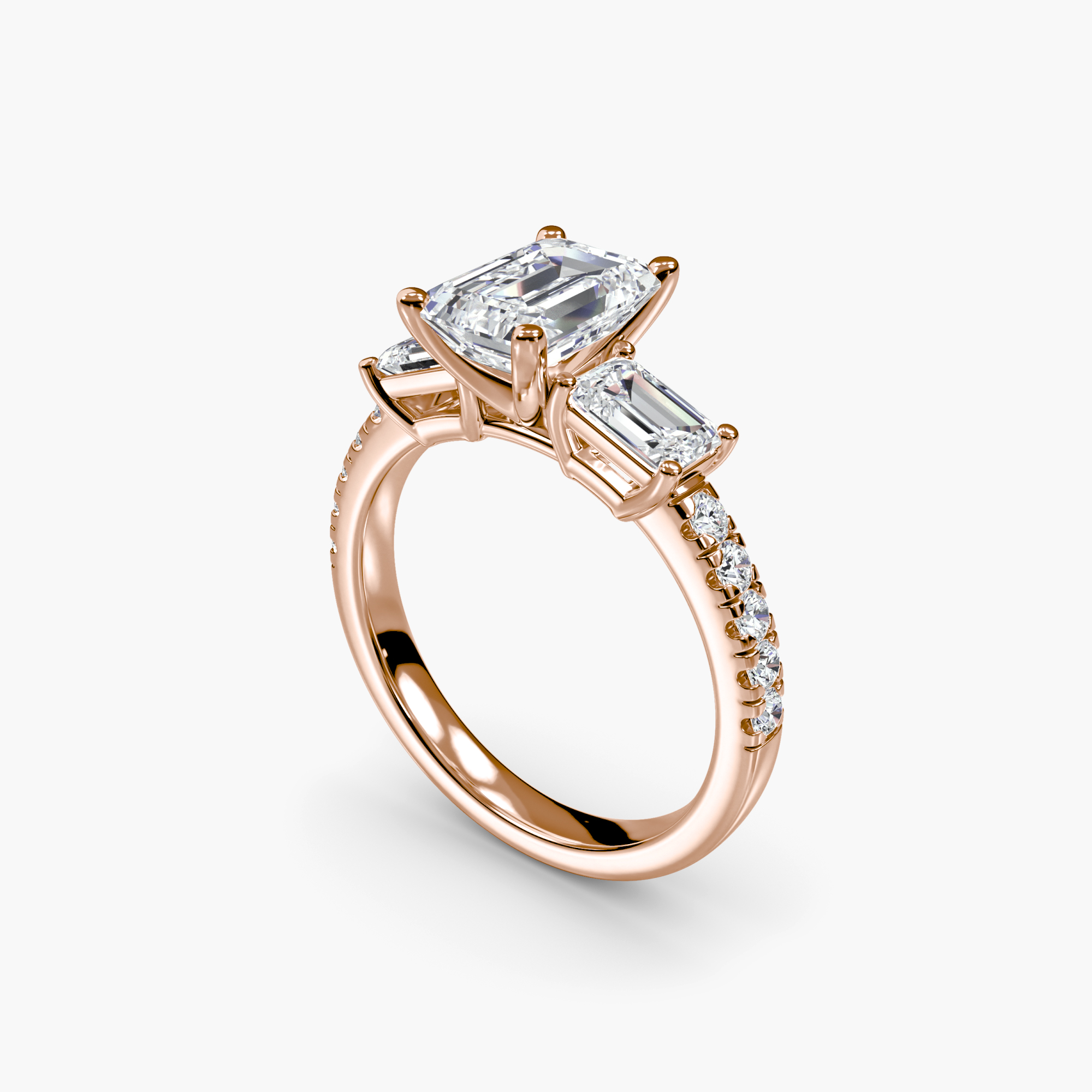 Three-Stone Ring with Pavé Band 4 — image 4