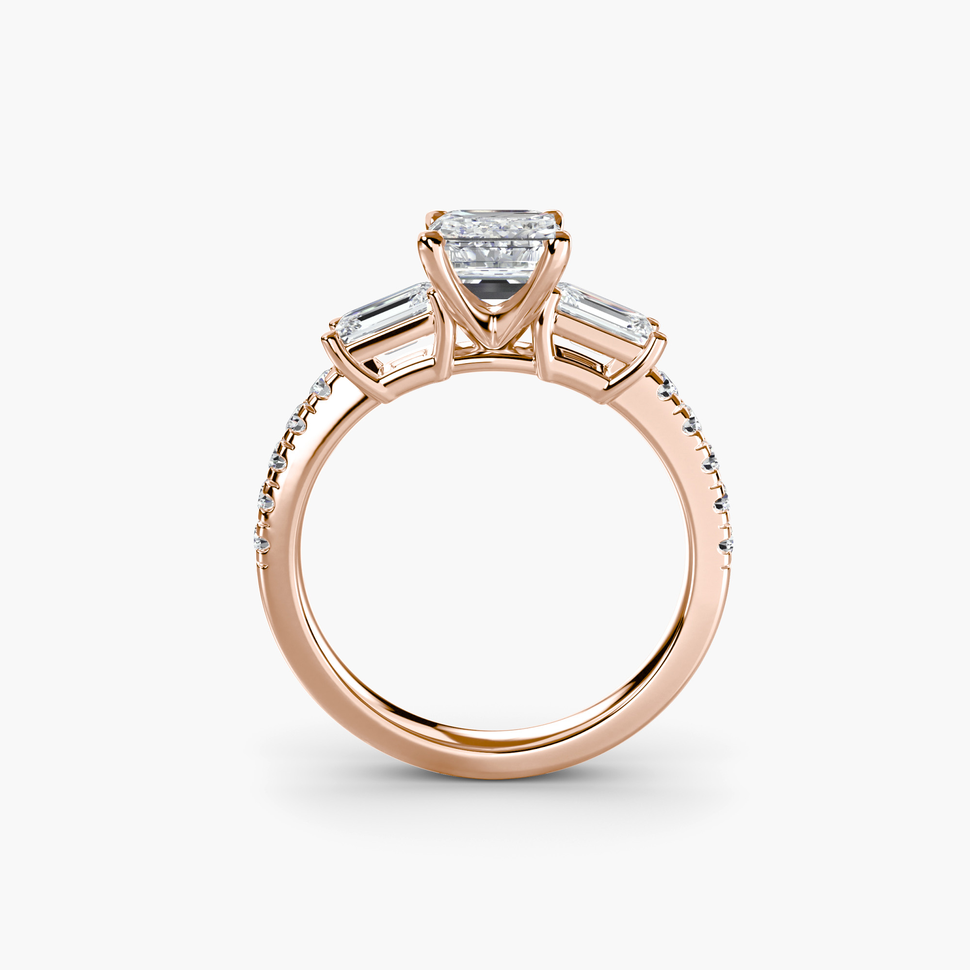 Three-Stone Ring with Pavé Band 4 — image 3