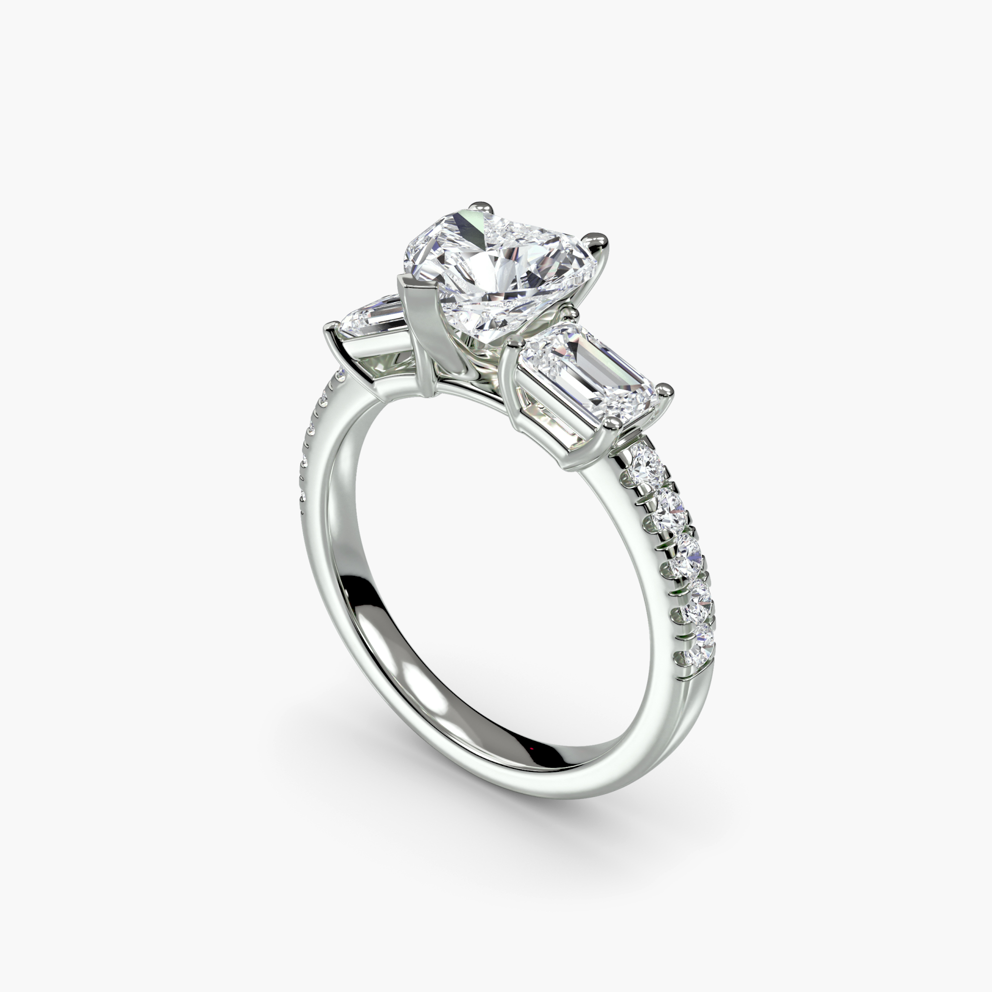 Three-Stone Ring with Pavé Band 4 — görsel 4