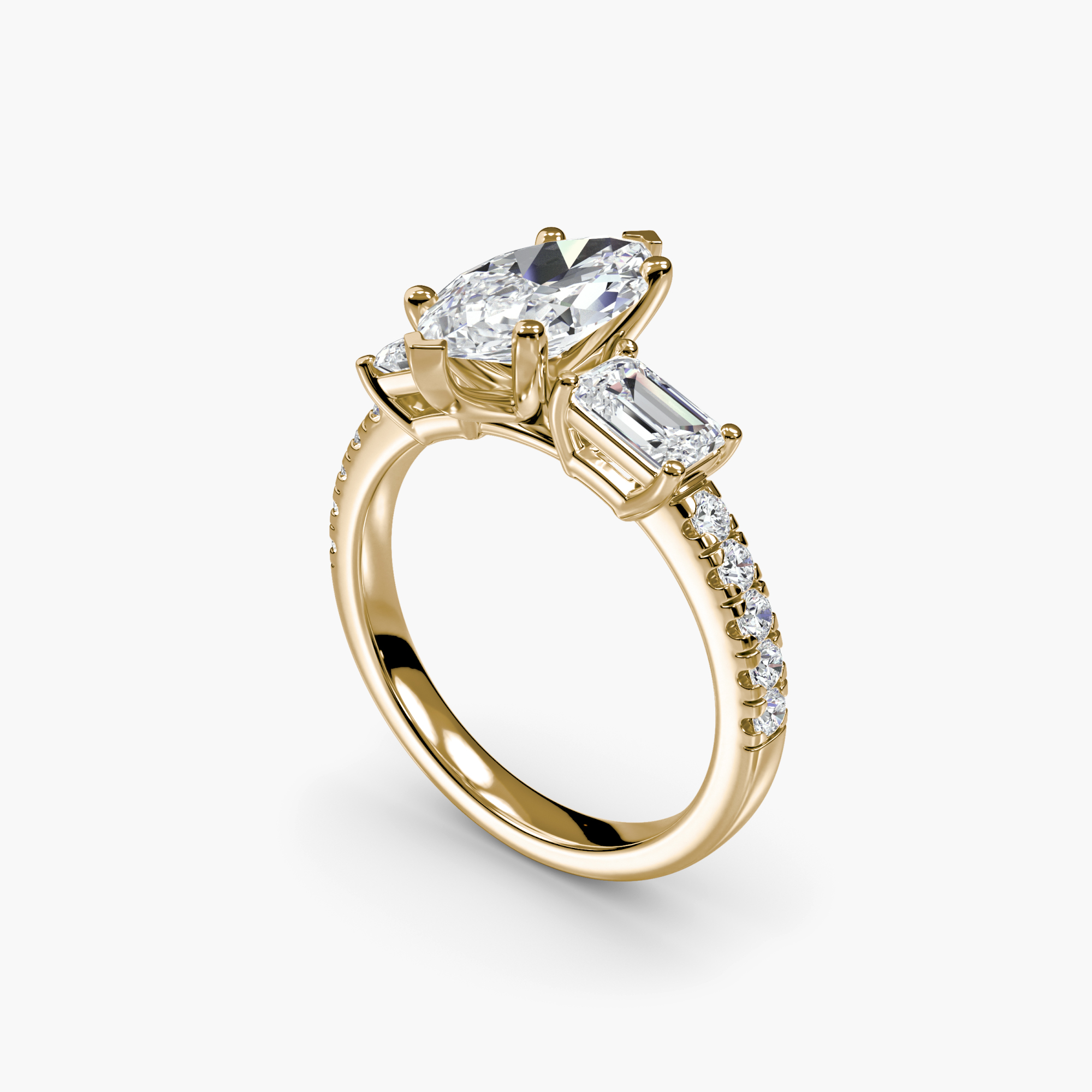 Three-Stone Ring with Pavé Band 4 — görsel 4