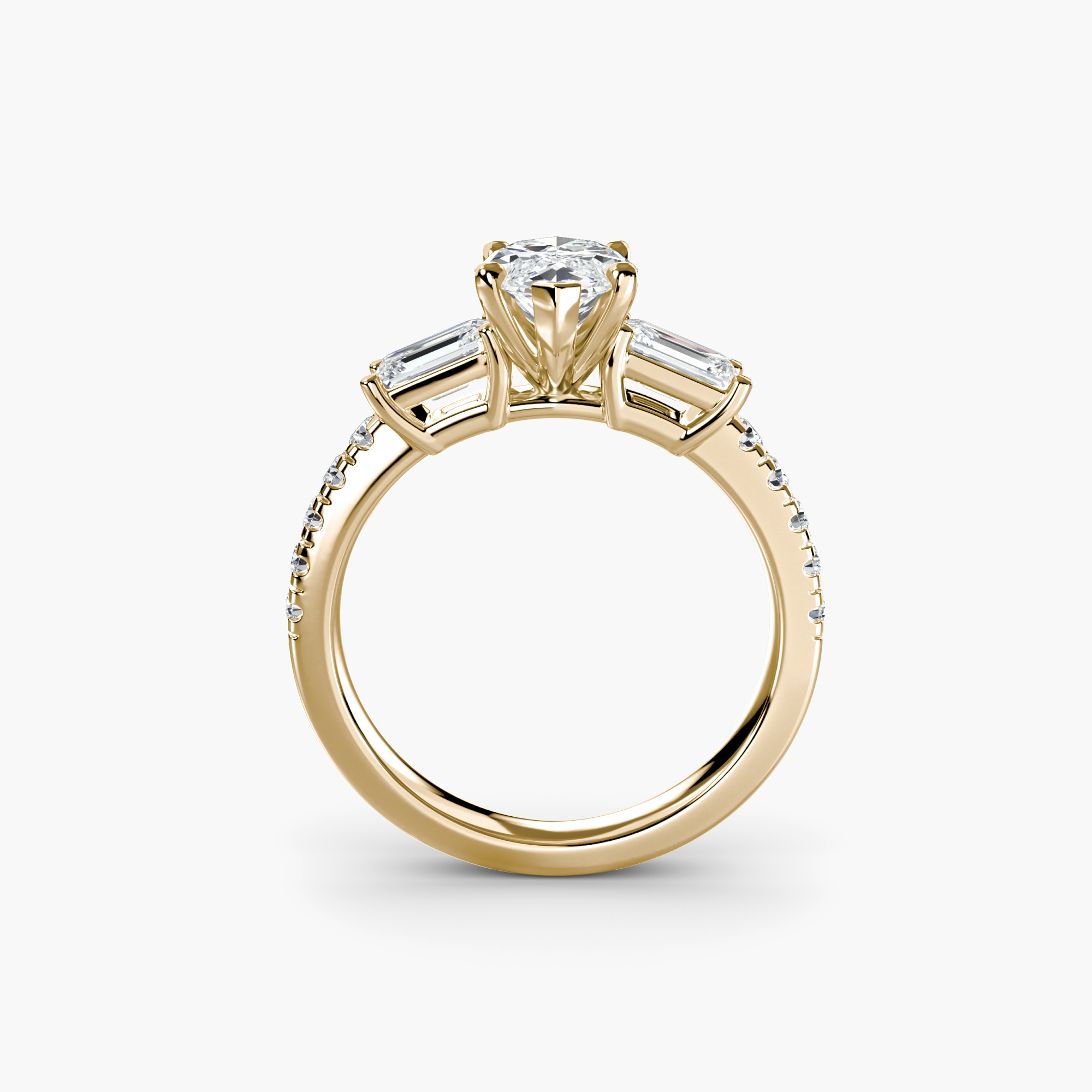 Three-Stone Ring with Pavé Band 4 — görsel 3