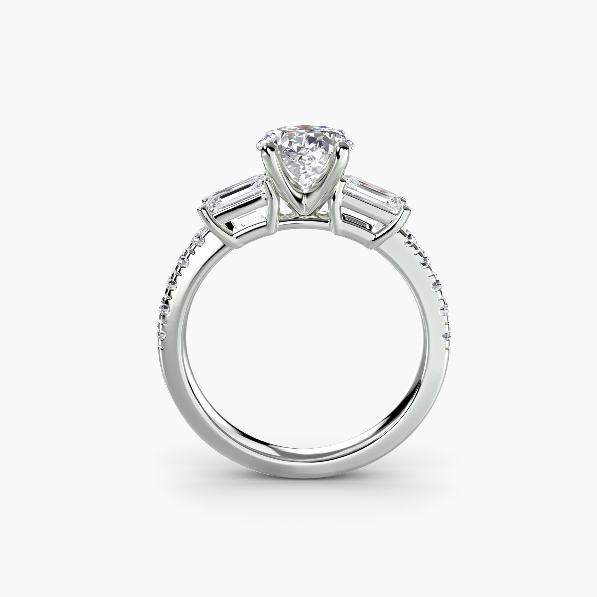Three-Stone Ring with Pavé Band 4 — görsel 3
