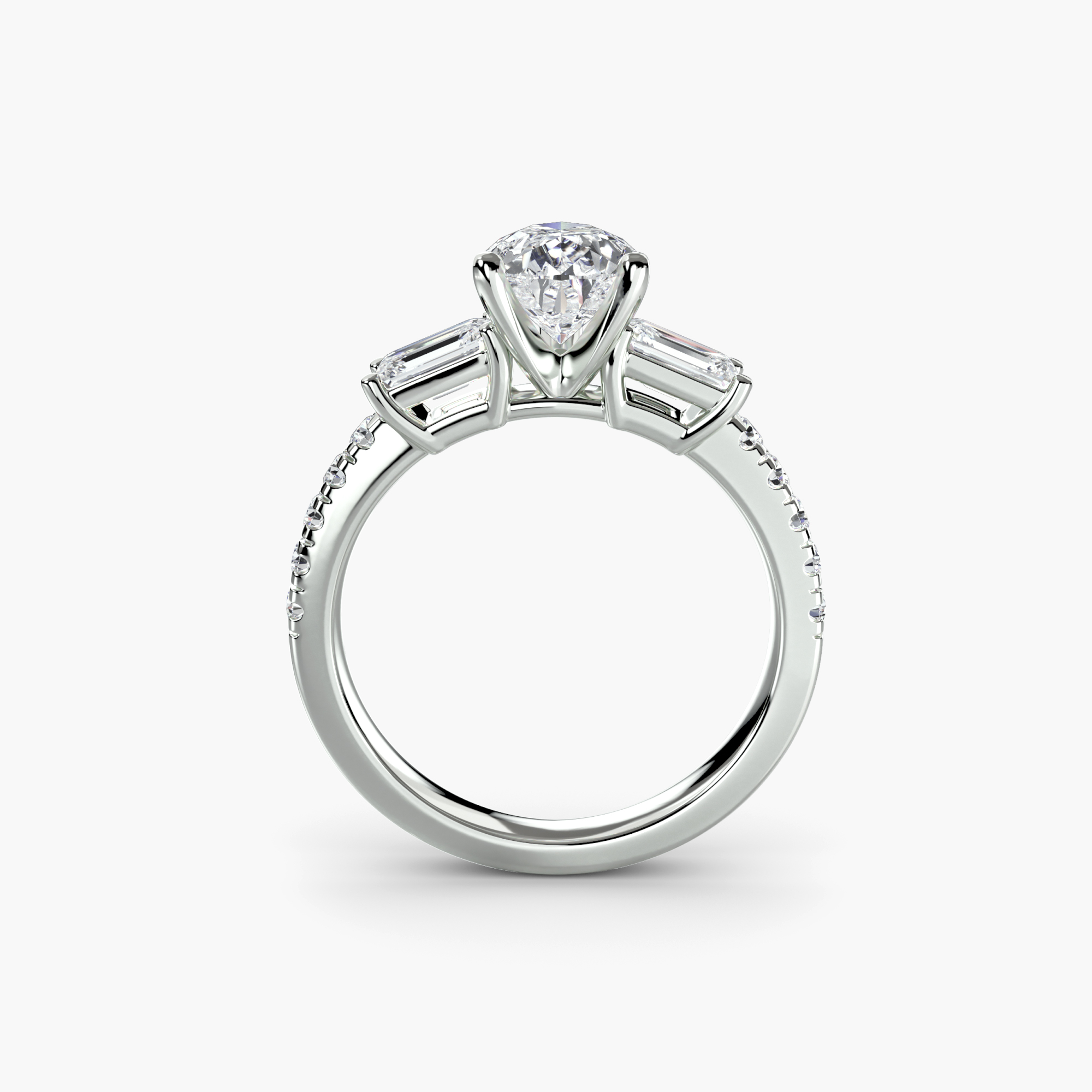 Three-Stone Ring with Pavé Band 4 — görsel 3
