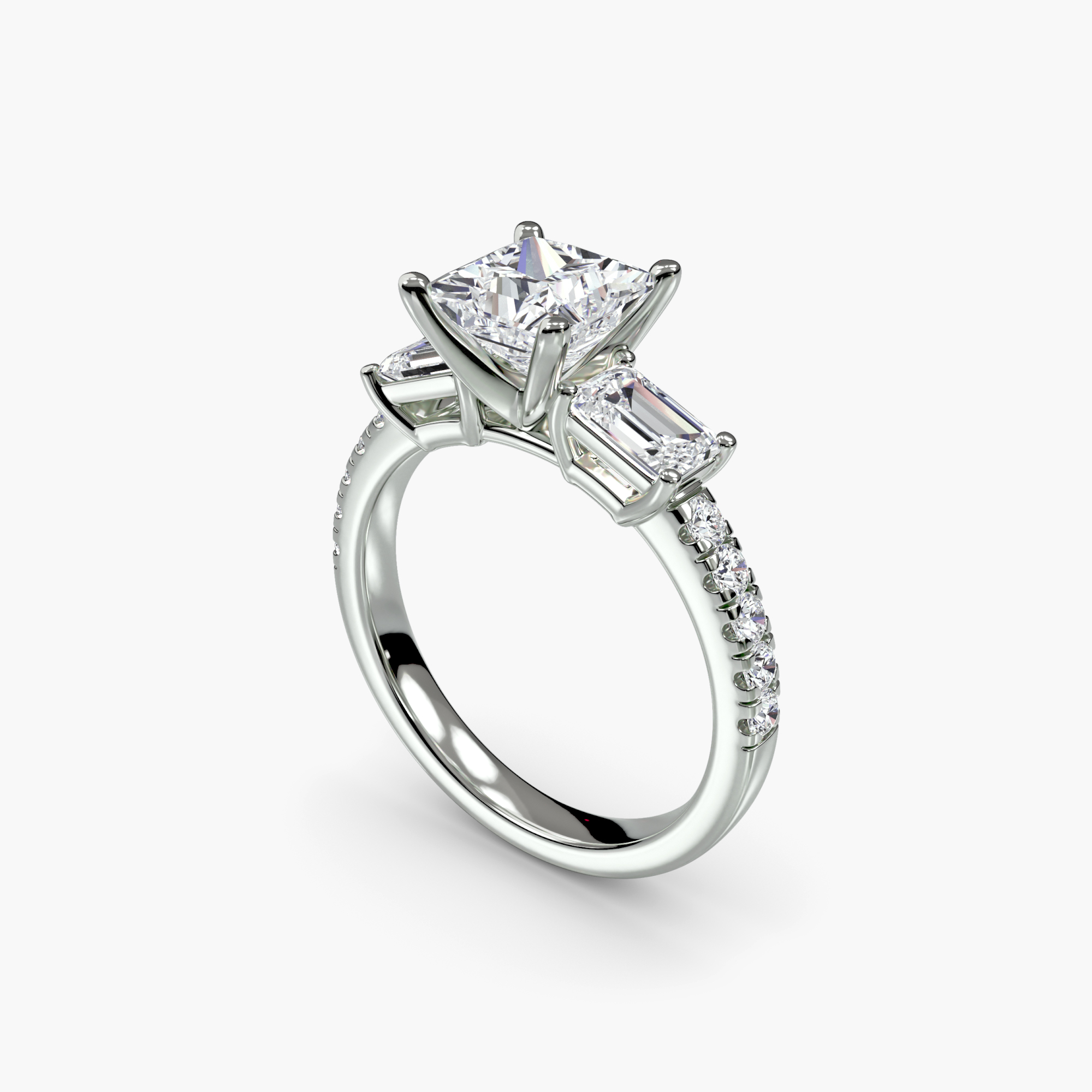Three-Stone Ring with Pavé Band 4 — görsel 3