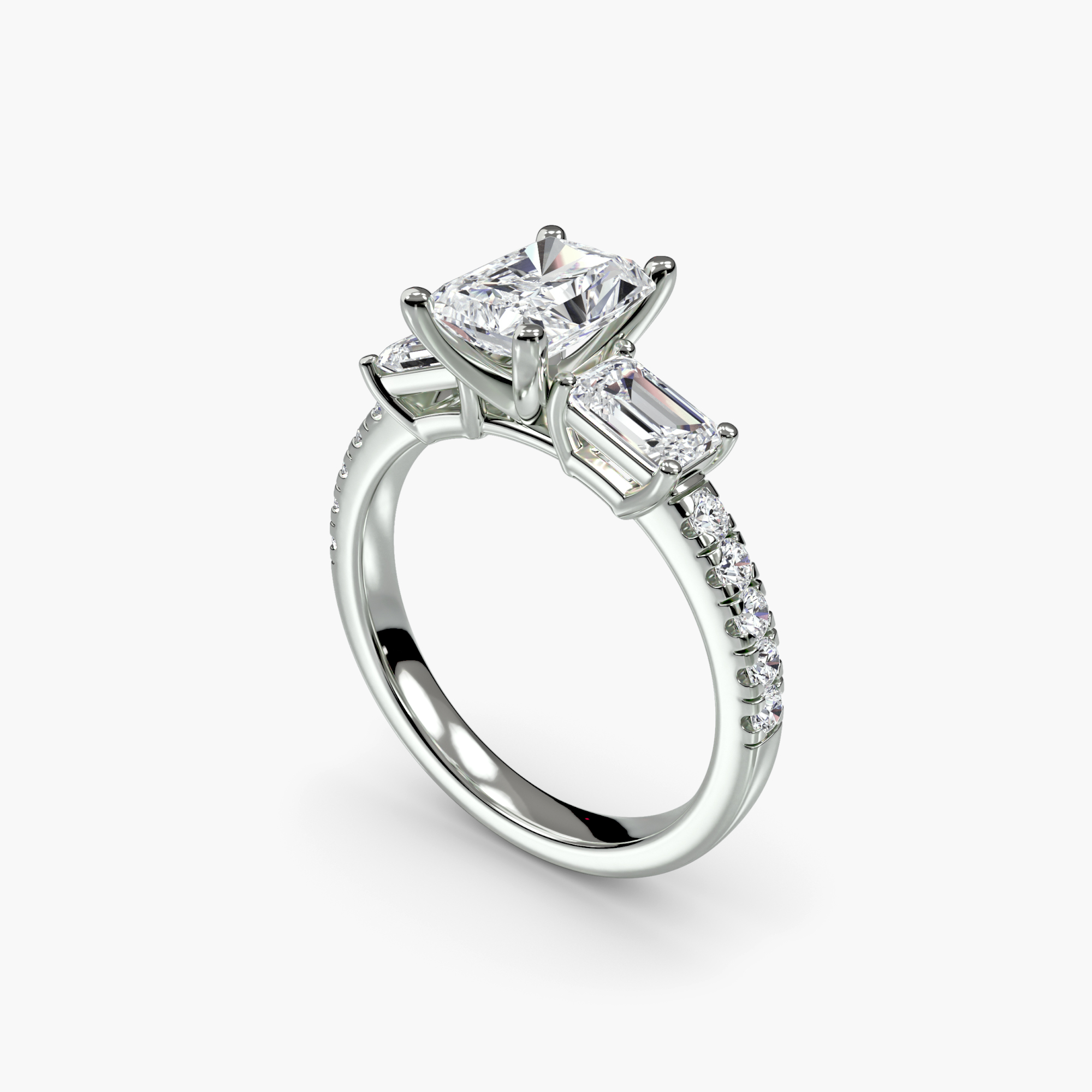 Three-Stone Ring with Pavé Band 4 — görsel 4