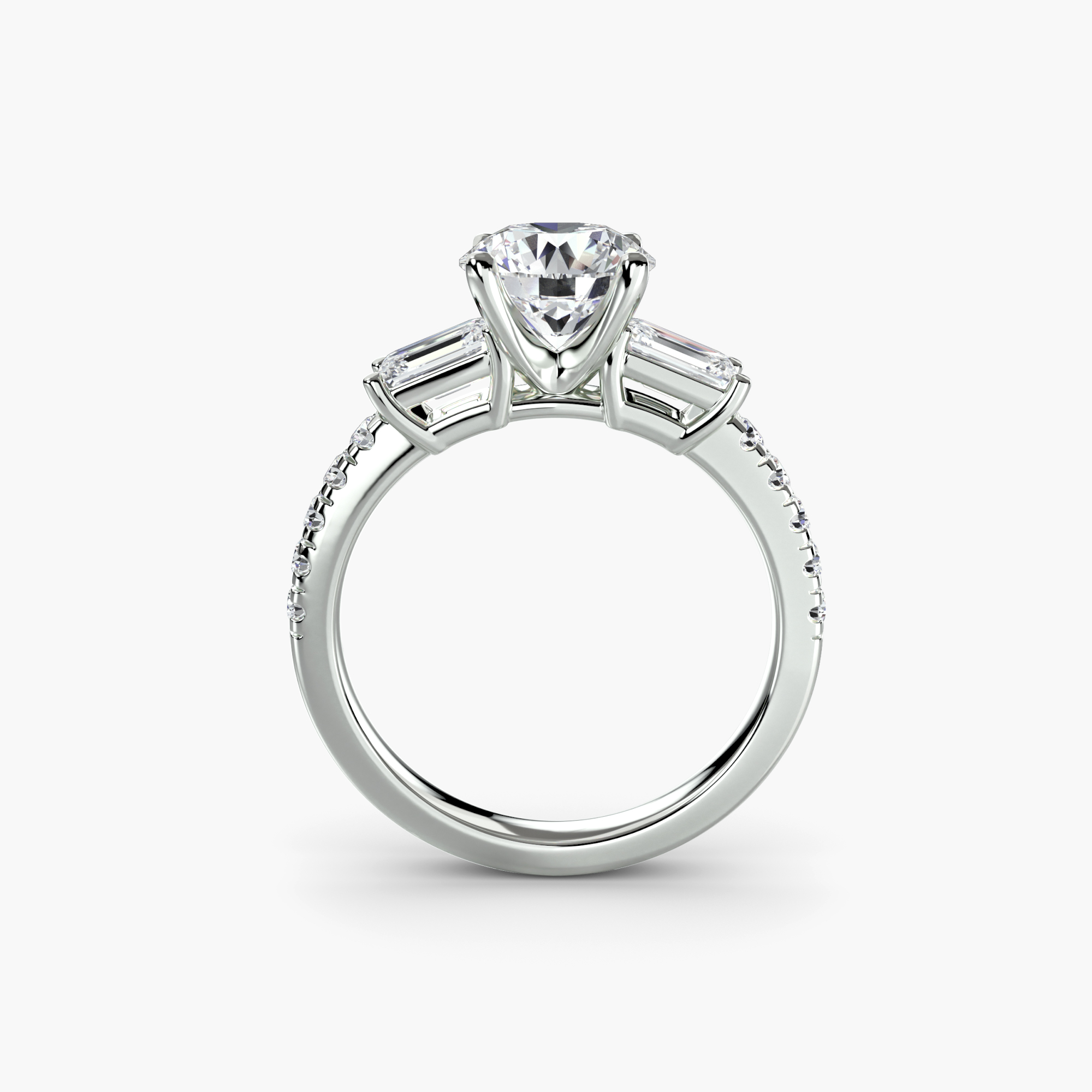 Three-Stone Ring with Pavé Band 4 — görsel 4