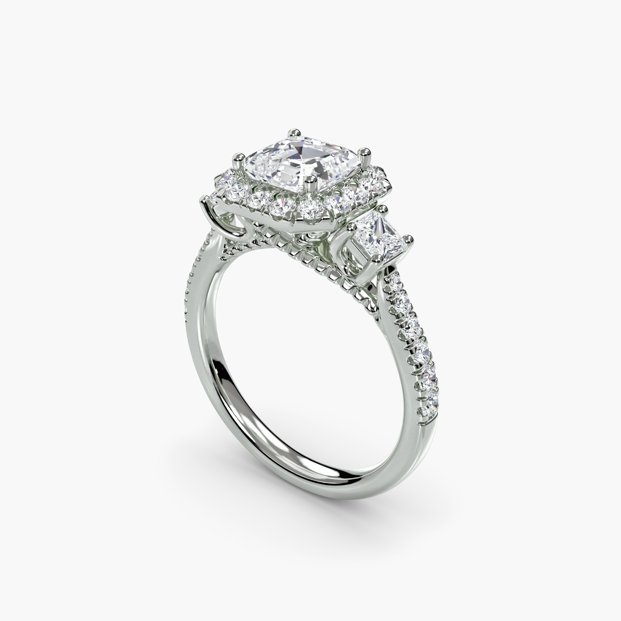 Three-Stone Ring with Halo 2 — görsel 4