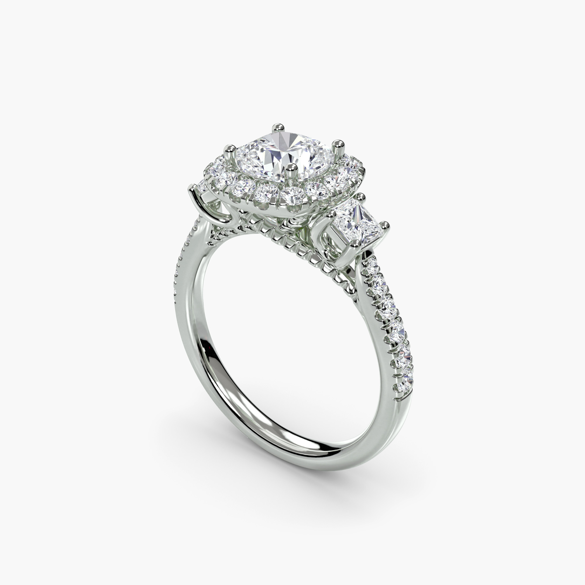 Three-Stone Ring with Halo 2 — görsel 4