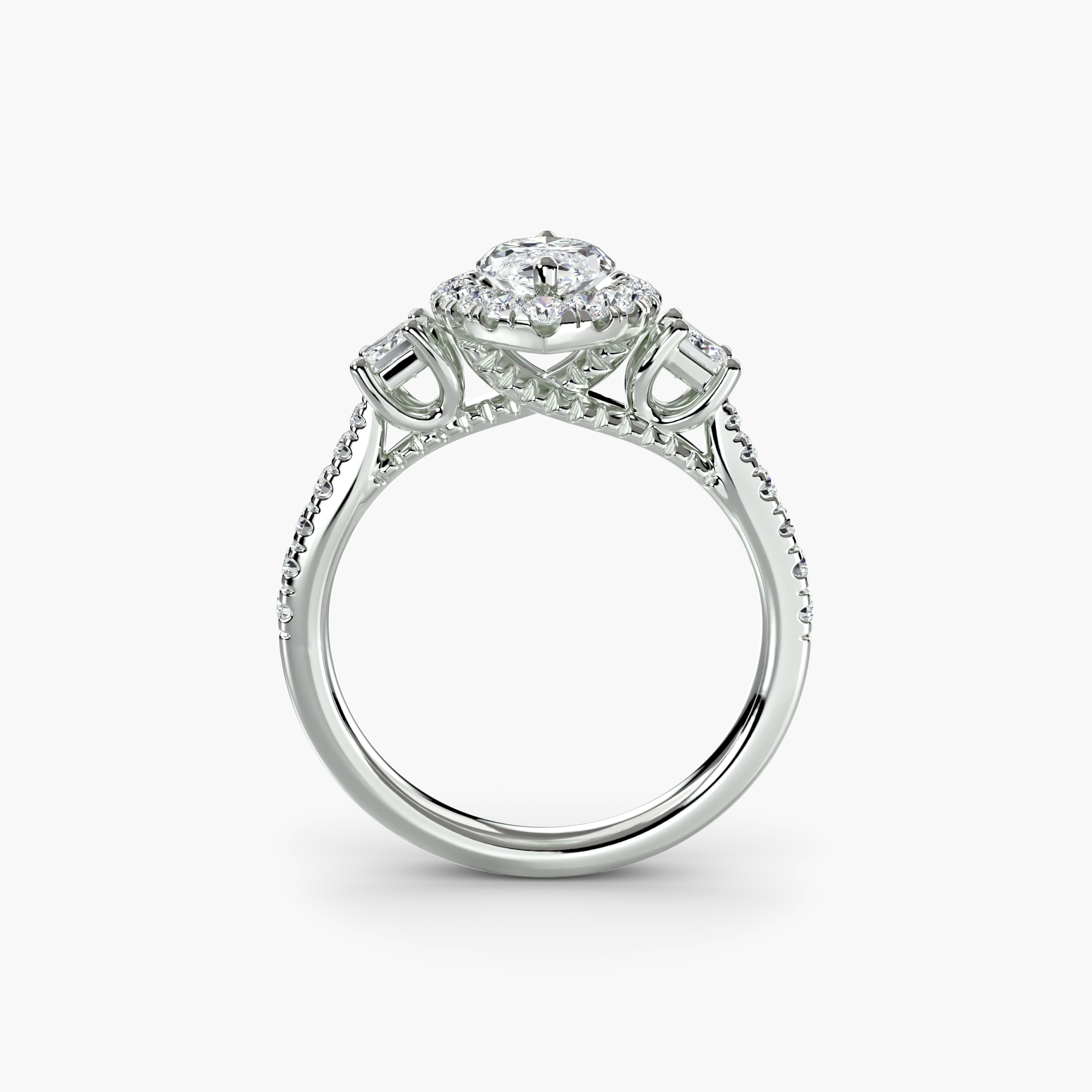 Three-Stone Ring with Halo 2 — görsel 3