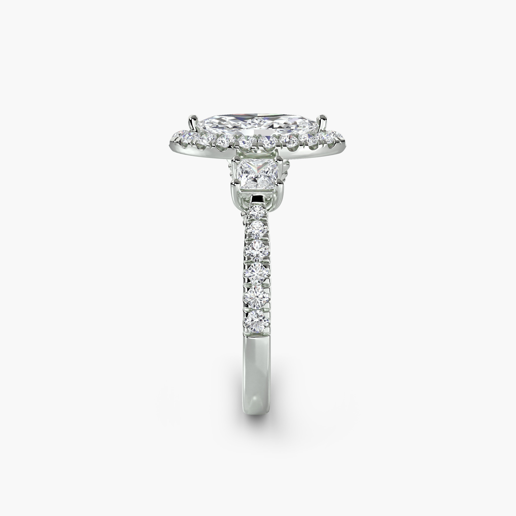 Three-Stone Ring with Halo 2 — görsel 2