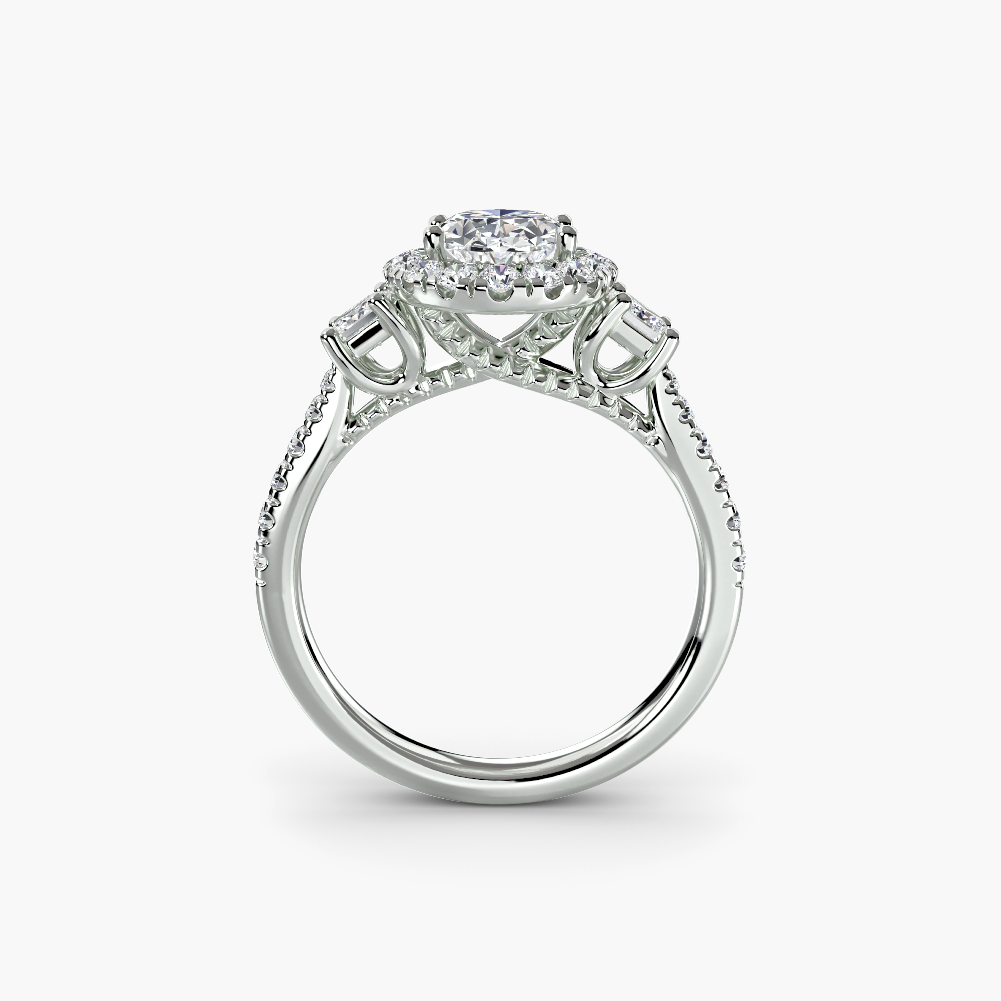Three-Stone Ring with Halo 2 — görsel 3