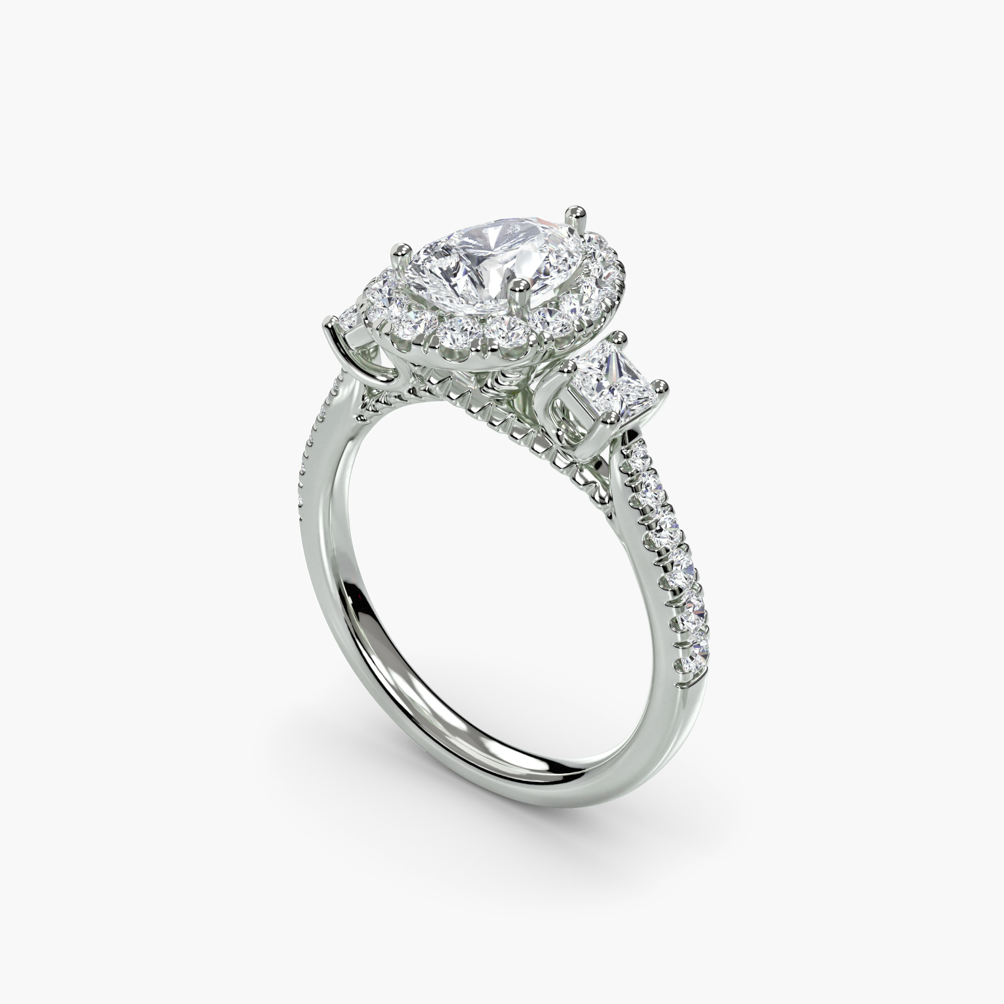Three-Stone Ring with Halo 2 — görsel 4