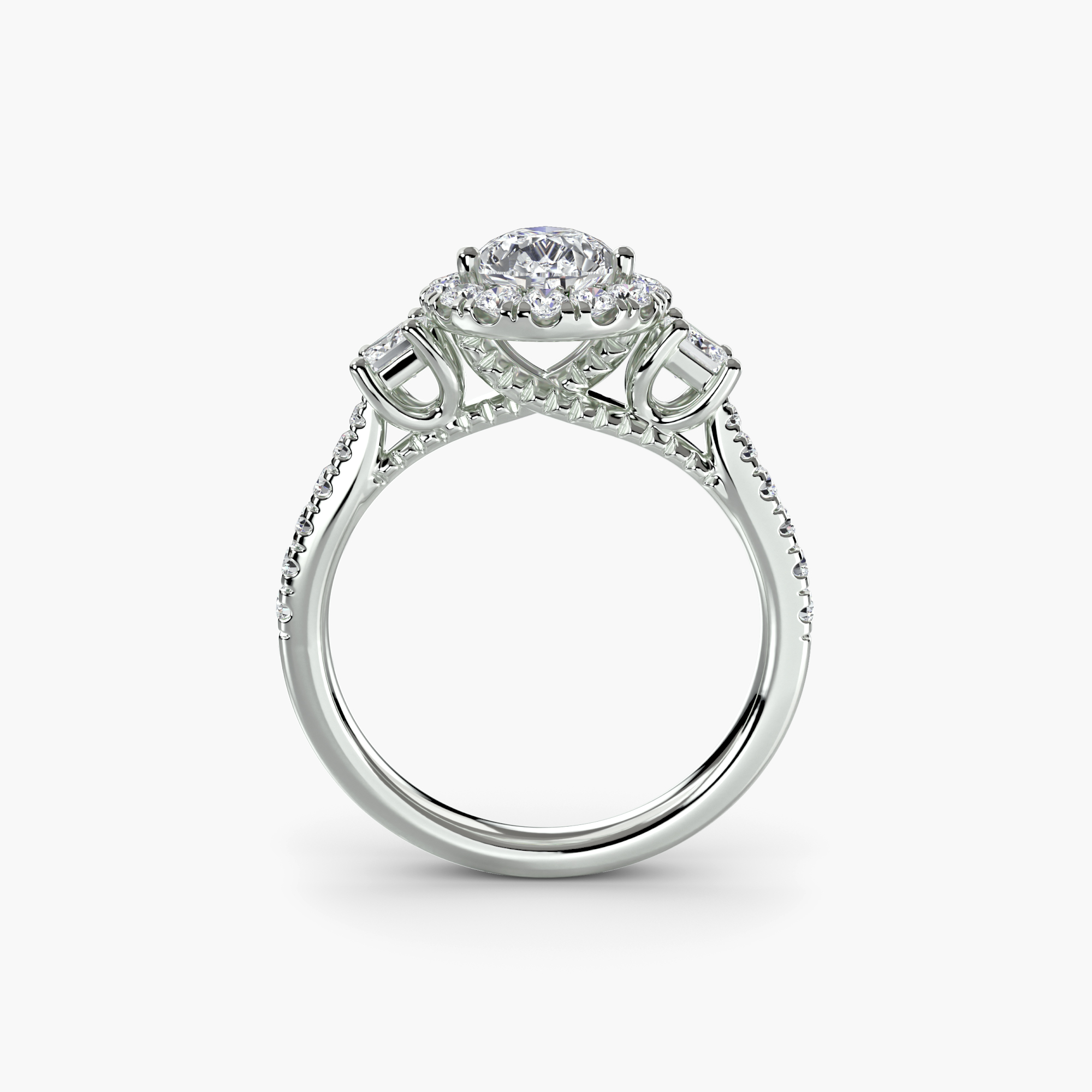 Three-Stone Ring with Halo 2 — görsel 3
