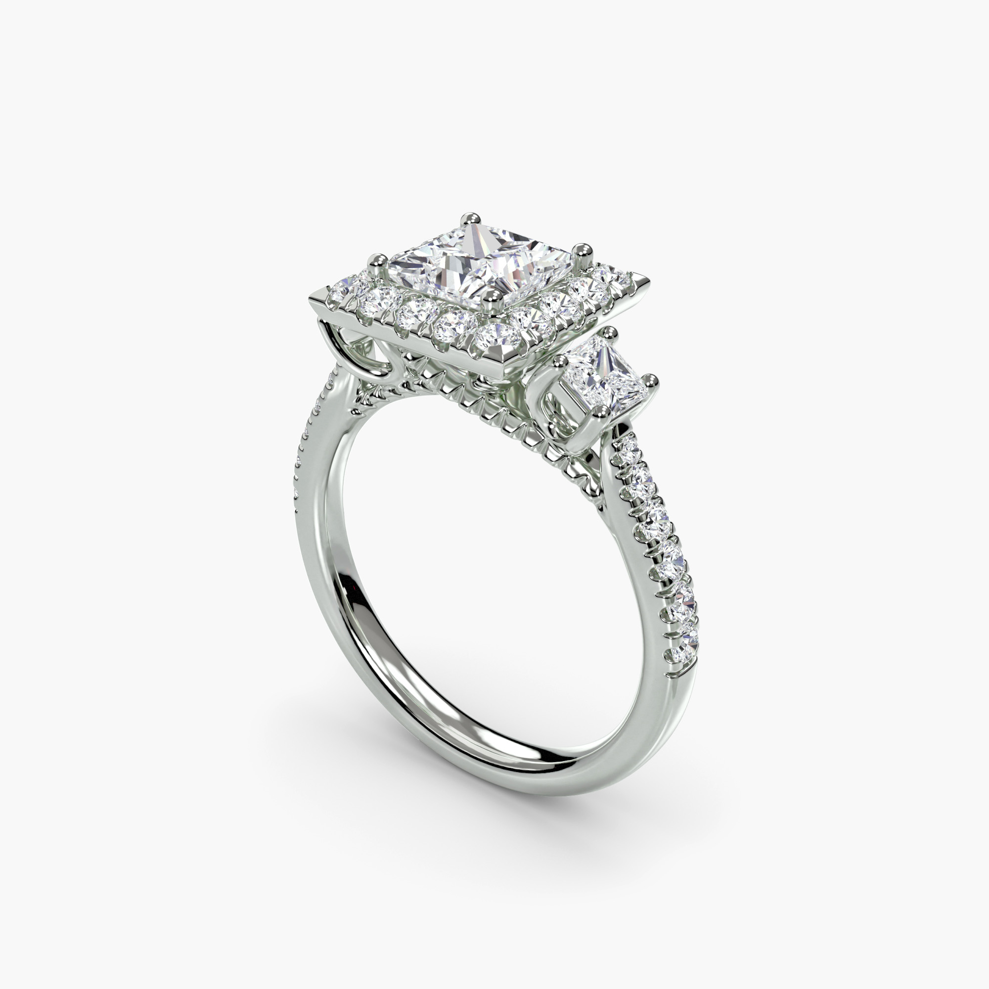 Three-Stone Ring with Halo 2 — görsel 4