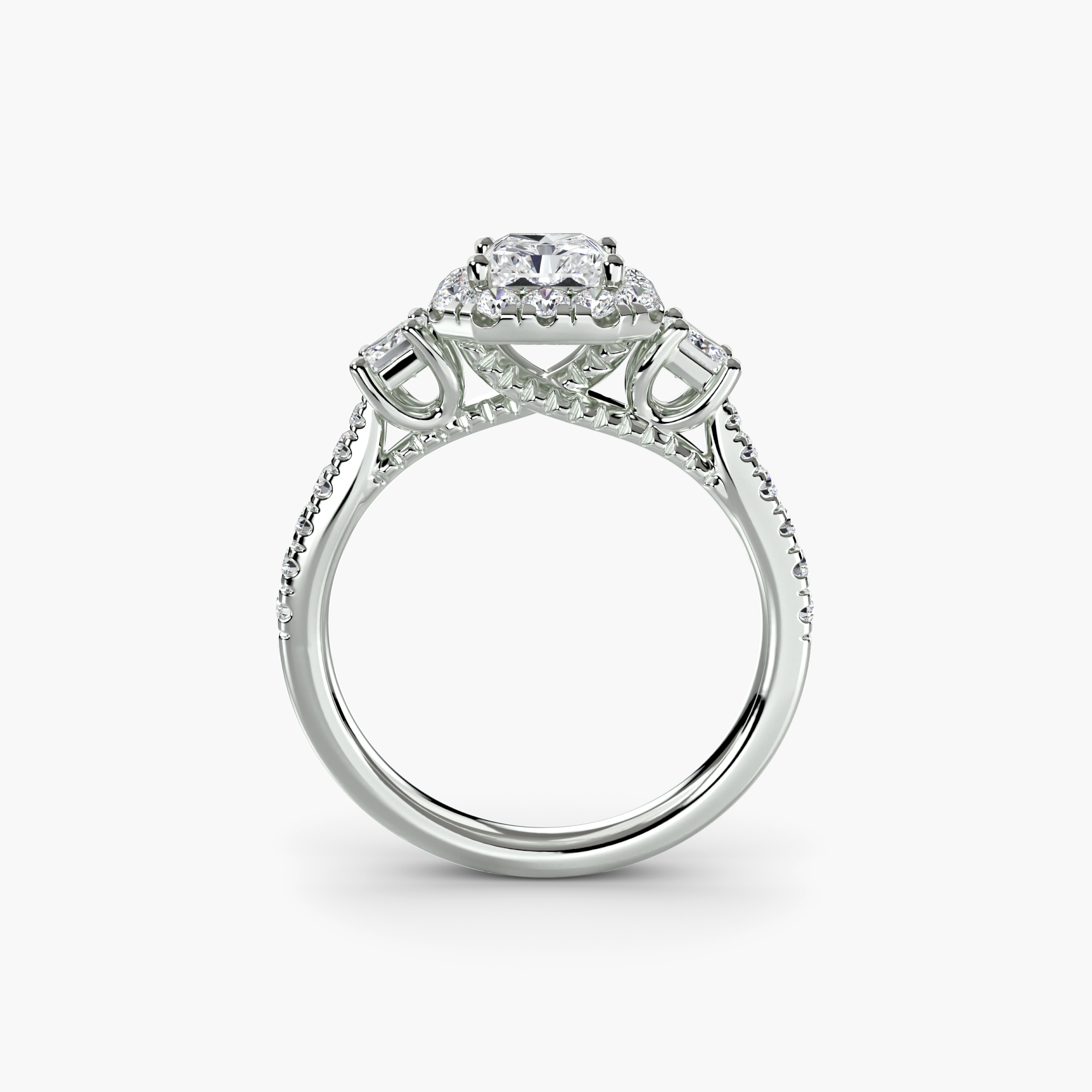 Three-Stone Ring with Halo 2 — görsel 3