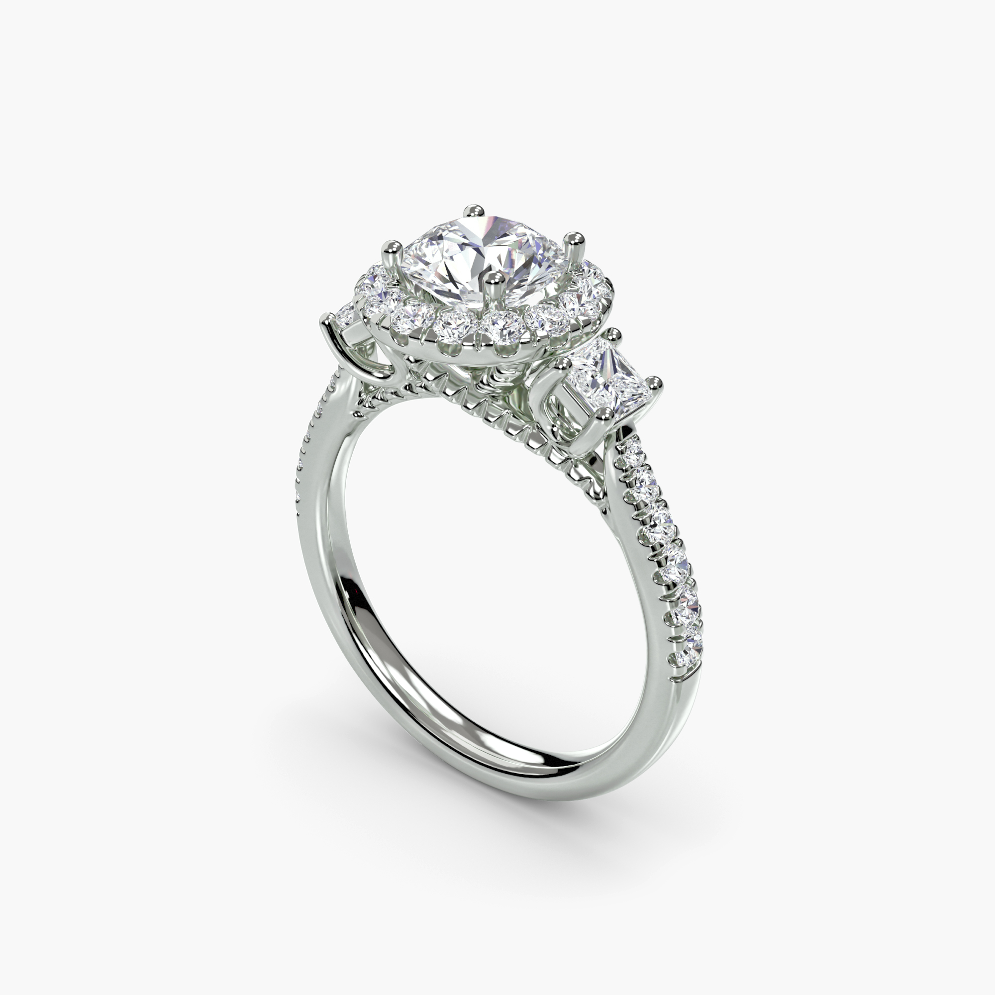 Three-Stone Ring with Halo 2 — görsel 5