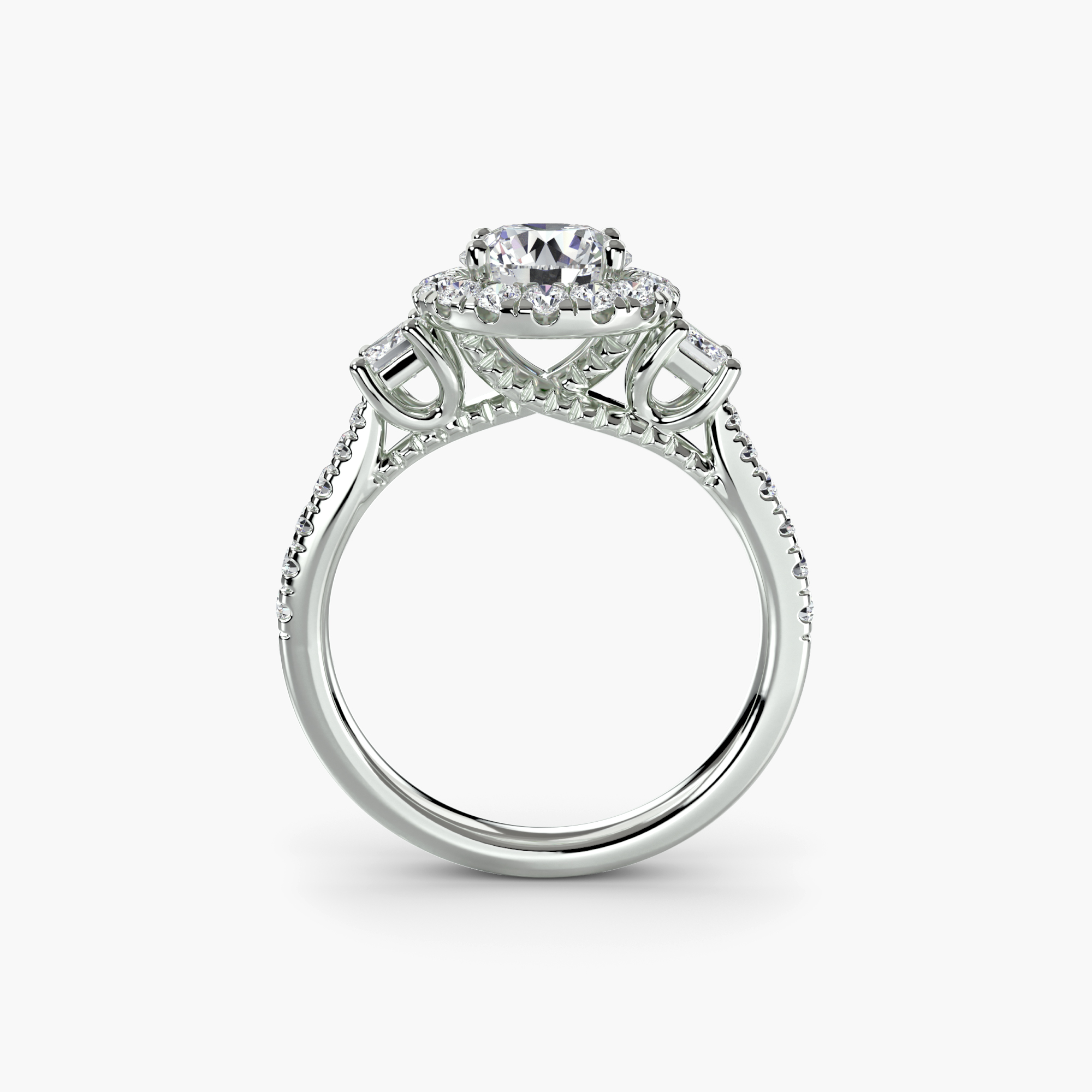 Three-Stone Ring with Halo 2 — görsel 4