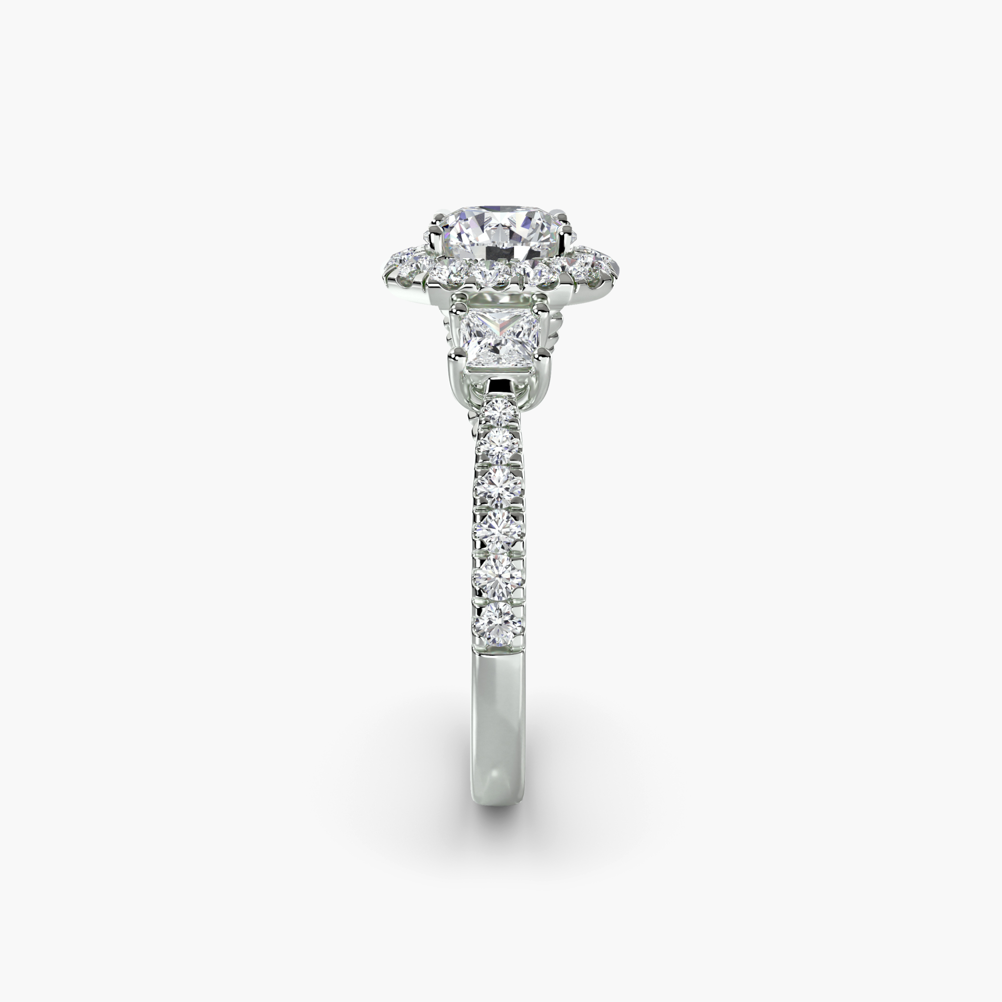 Three-Stone Ring with Halo 2 — görsel 3
