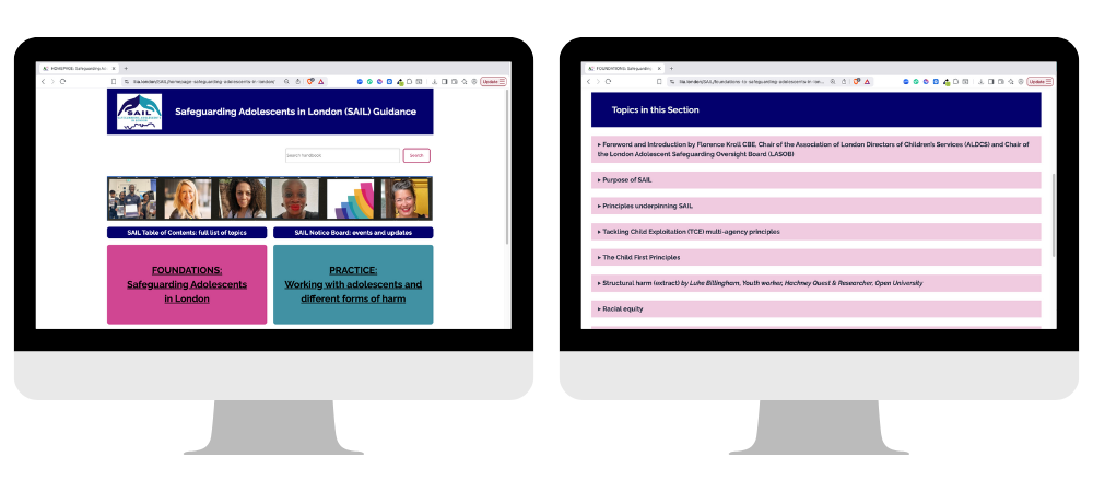 Screenshots of a website