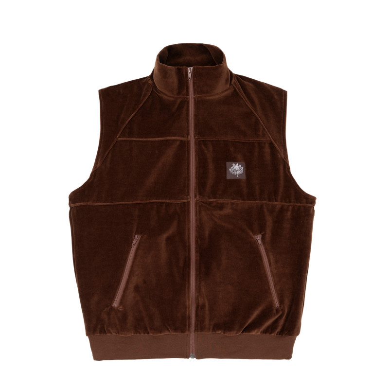 VELVET TRACK VEST - CHOCOLATE
