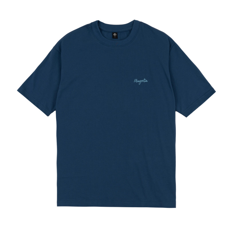 SCRIPT PIQUÉ TEE - PETROL BLUE
