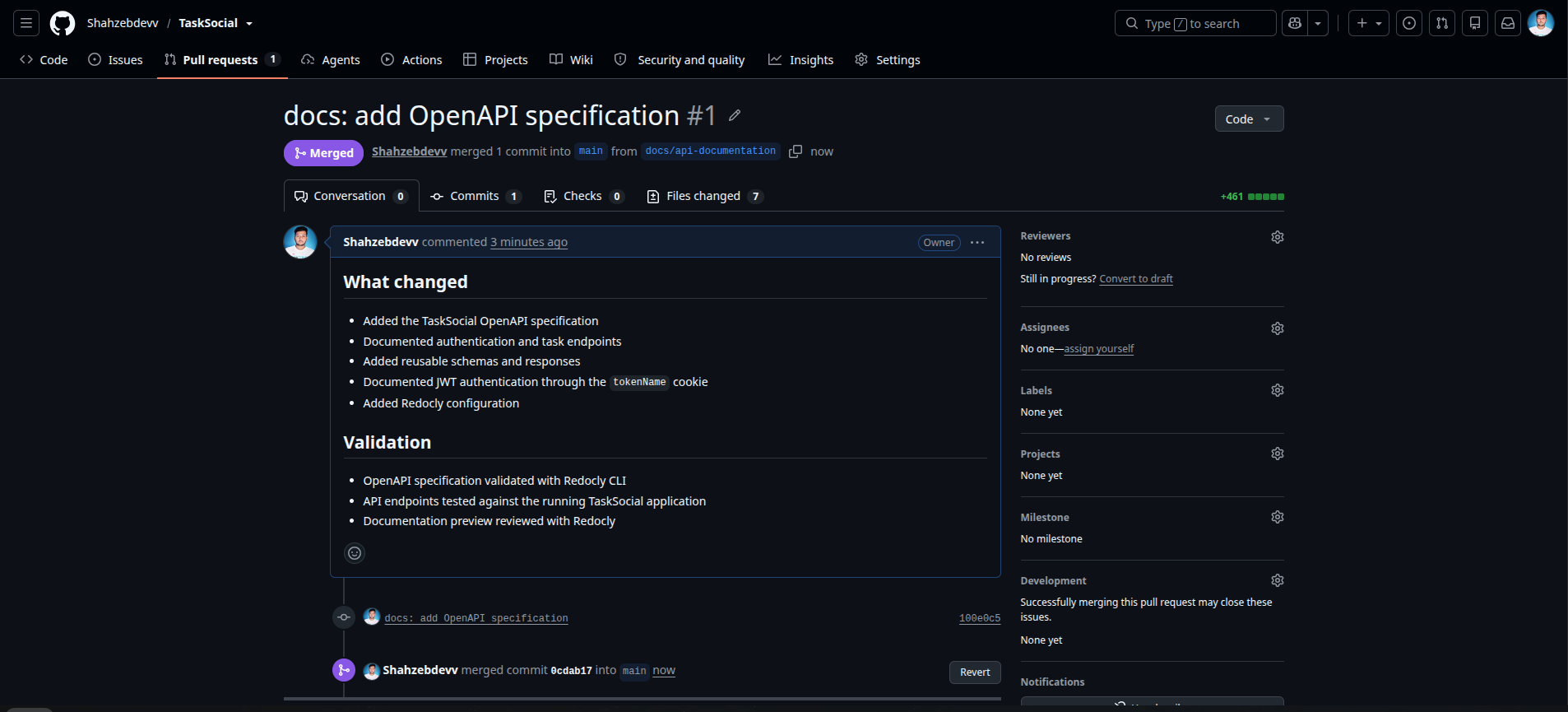 adding openAPI specification doc