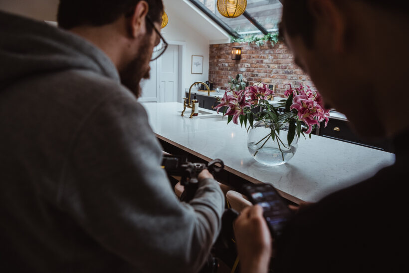 Photo shoot in the kitchen of a multi-backdrop location