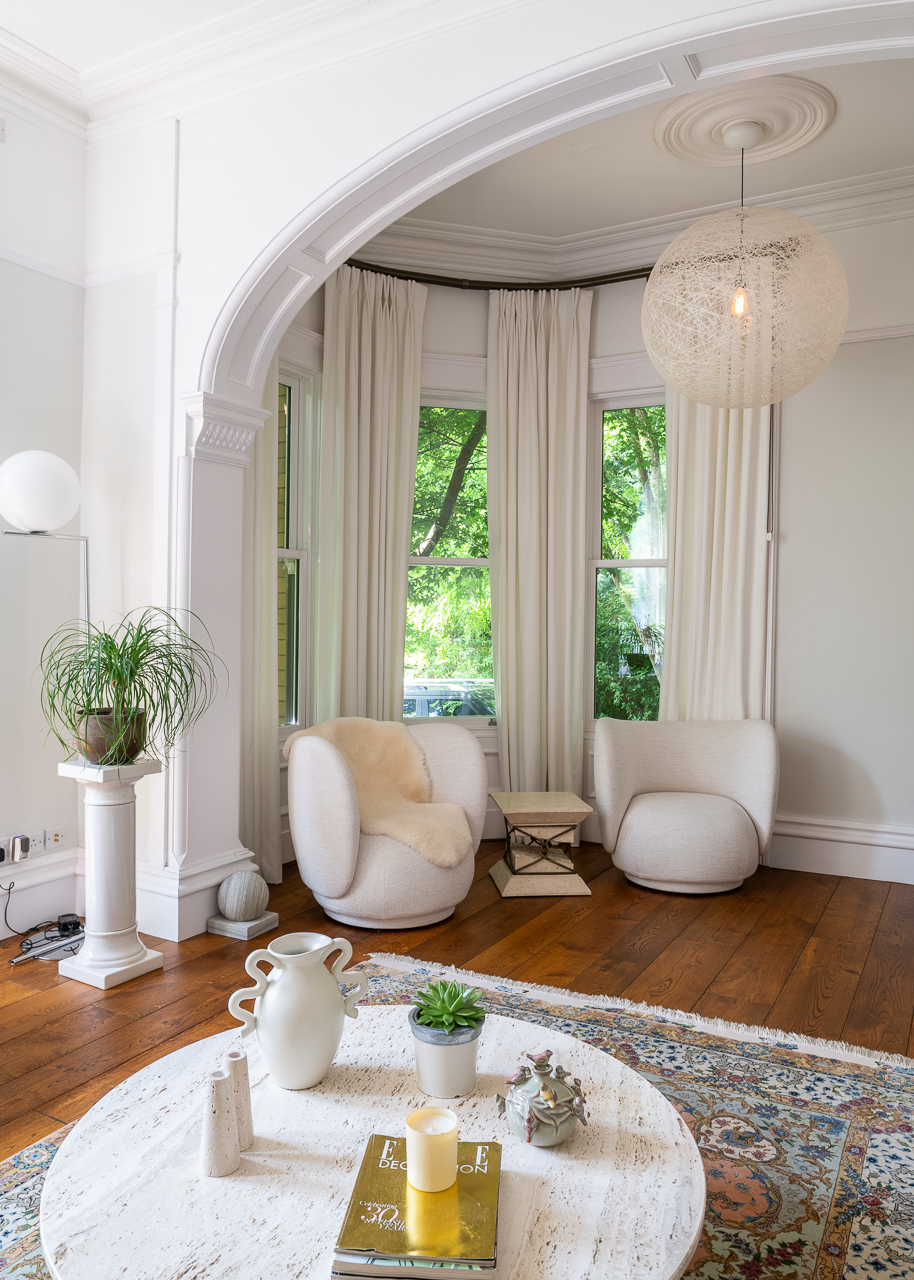 Modern lounge at victorian house shoot location