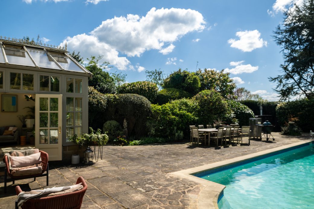 Large Residential Garden with Outdoor Pool in Yorkshire