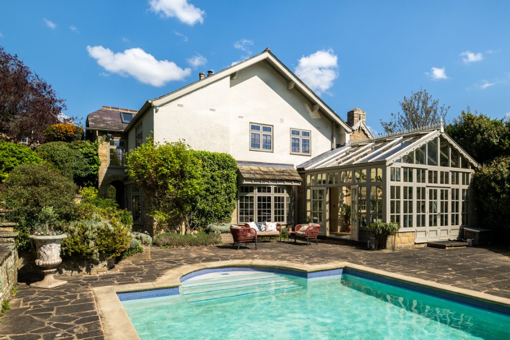 Large Residential Garden with Outdoor Pool in Yorkshire