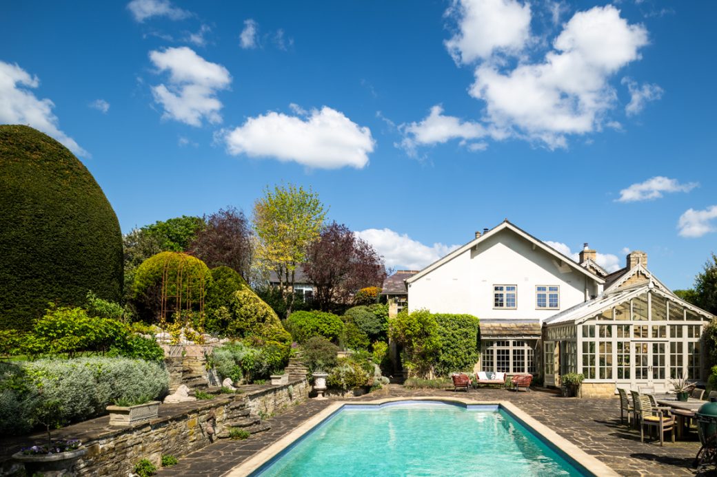 Large Residential Garden with Outdoor Pool in Yorkshire