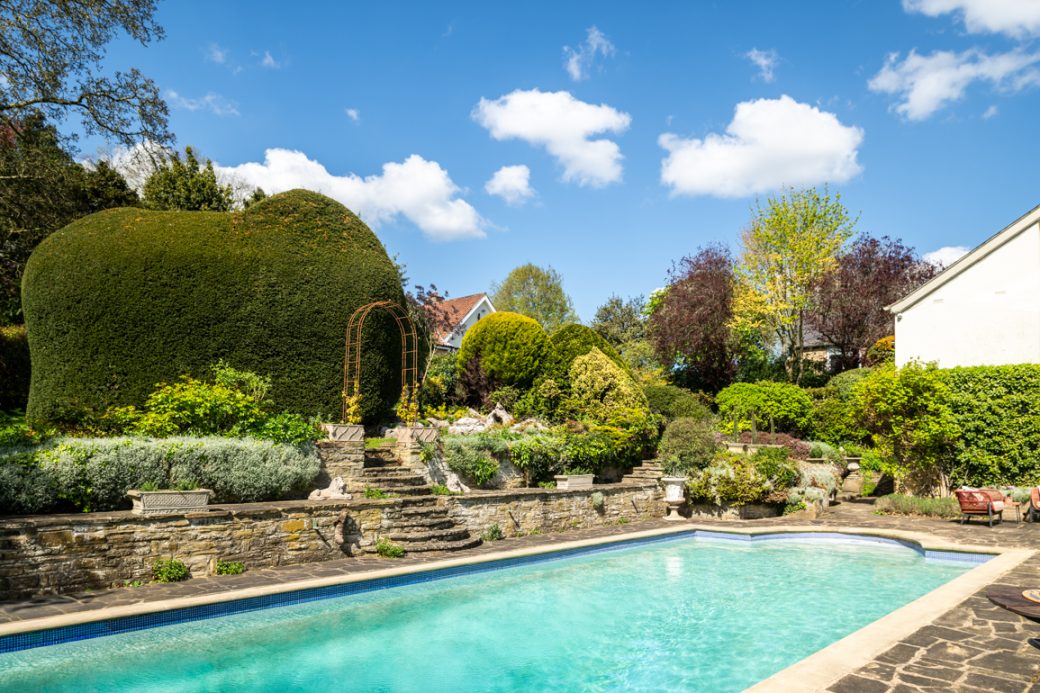 Large Residential Garden with Outdoor Pool in Yorkshire