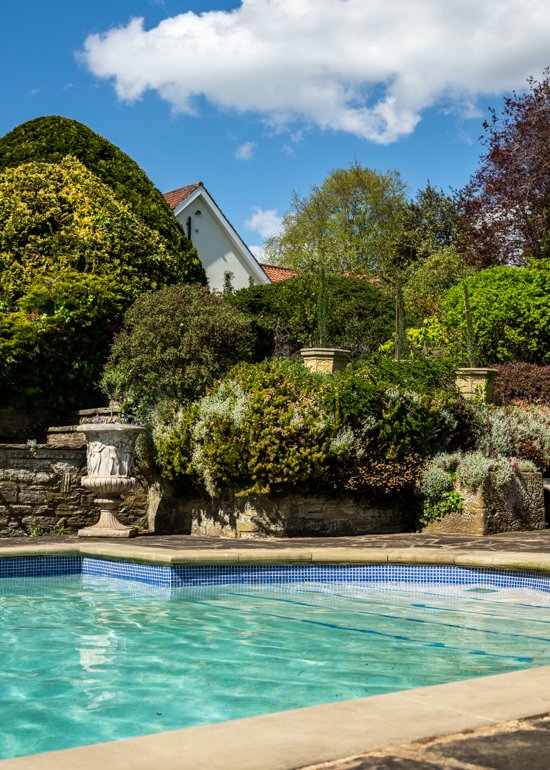 Large Residential Garden with Outdoor Pool in Yorkshire