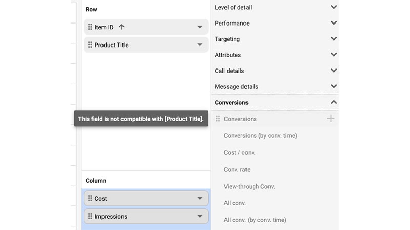 Google Shopping Custom Report Product Title Conversions