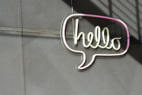 Hello speech bubble sign