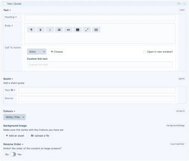 Text quote matrix field