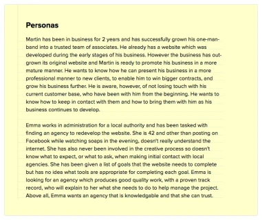 Simple text personas