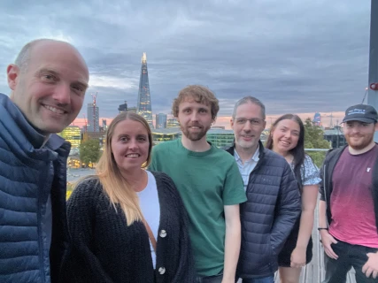 The A Digital team enjoying the views across London from the CitizenM Rooftop Bar