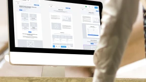 Mockup of a man working with an imac m35839