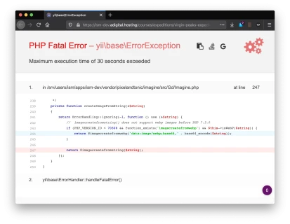 PHP Fatal Error - maximum execution time exceeded