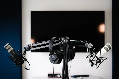 Podcast Microphones in a Studio